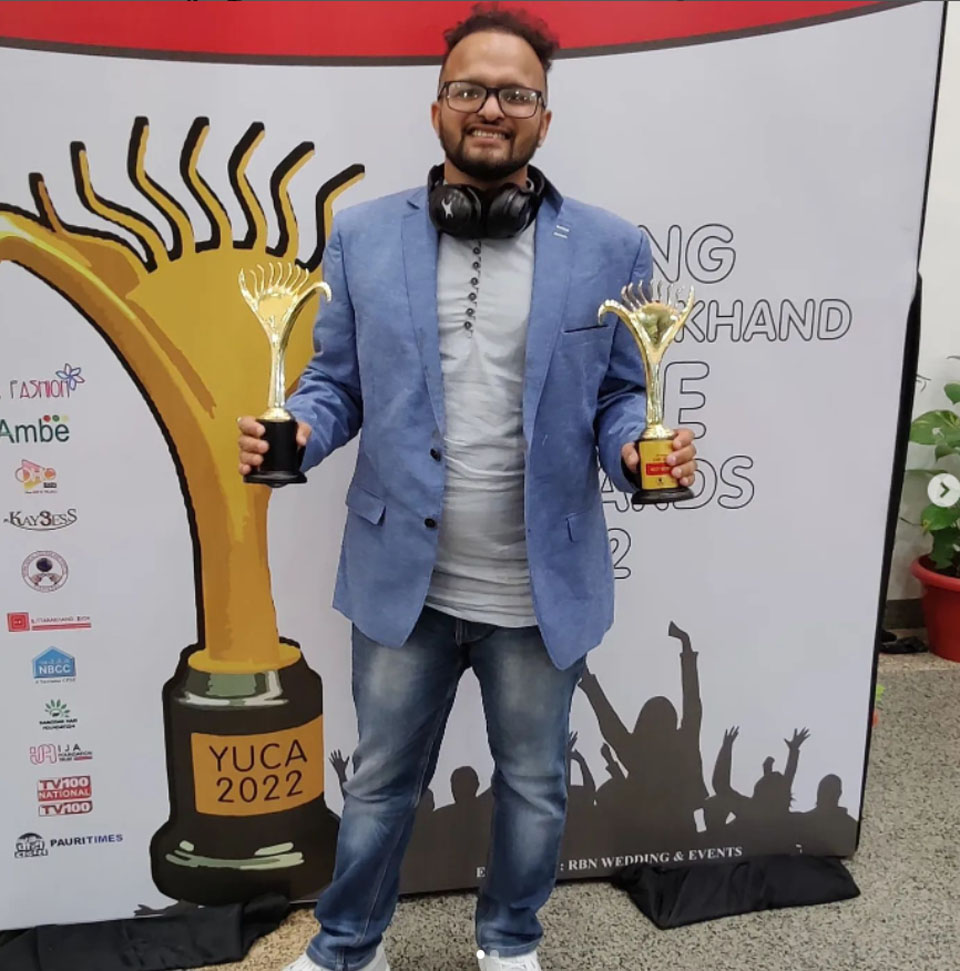 Gunjan Dangwal The Awardee of Best Music Producer of Yong Uttarakhand Cine Award 2022